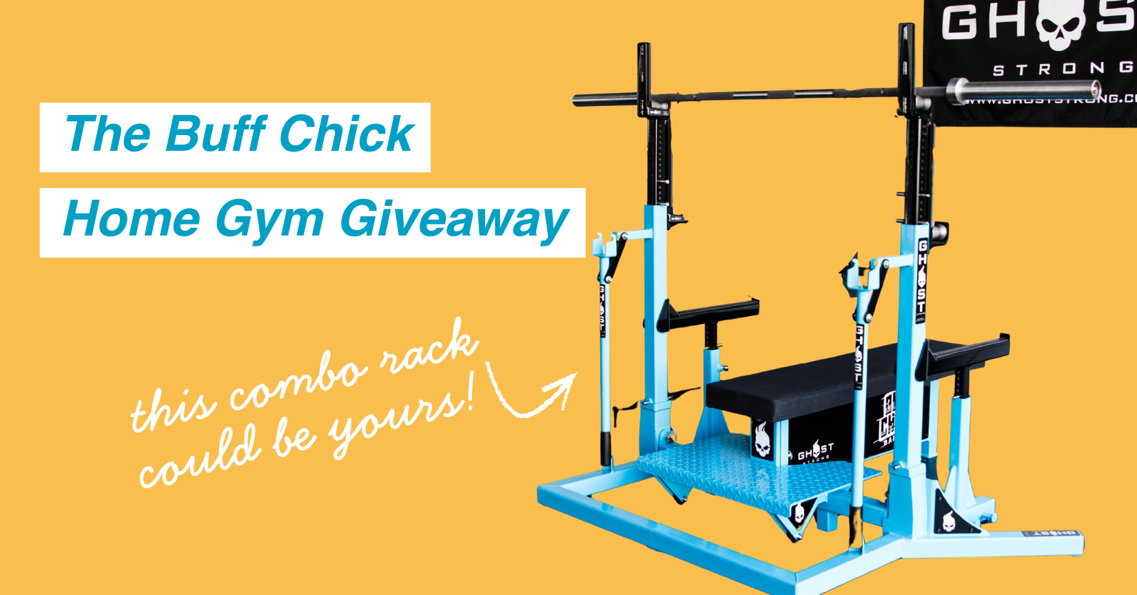 Buff Chick–branded home gym equipment featured in the Buff Chick Home Gym Giveaway
